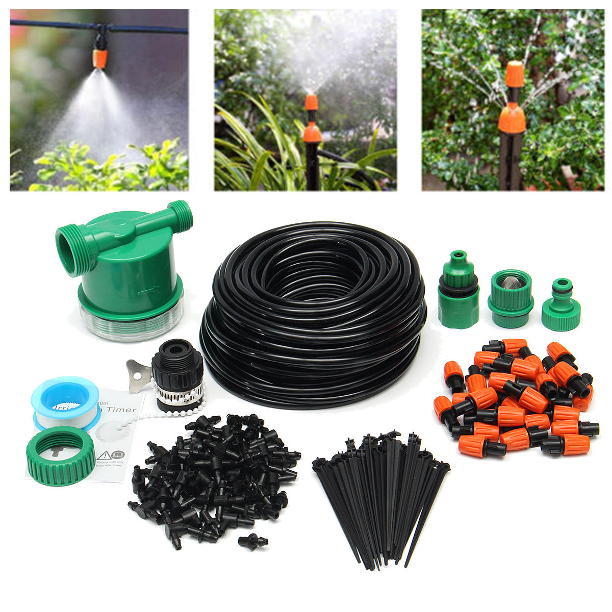 

122Pcs Automatic Drip Irrigation DIY Watering System Sprinkler Electronic Control Timer Garden Hose 25M