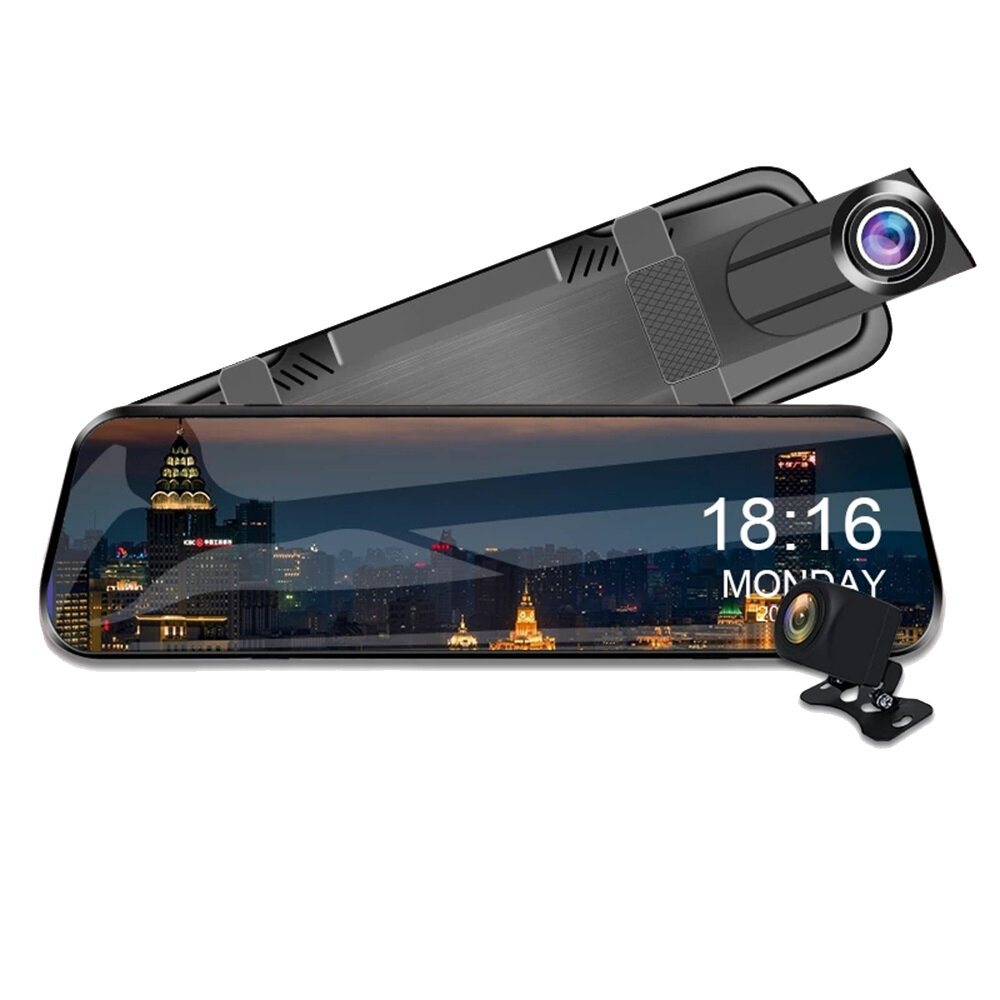 

E-ACE 10 Inch 1080P Touch Car DVR Streaming Media Mirror Dash Cam FHD Video Recorder Dual Lens Support 1080P Rearview Ca