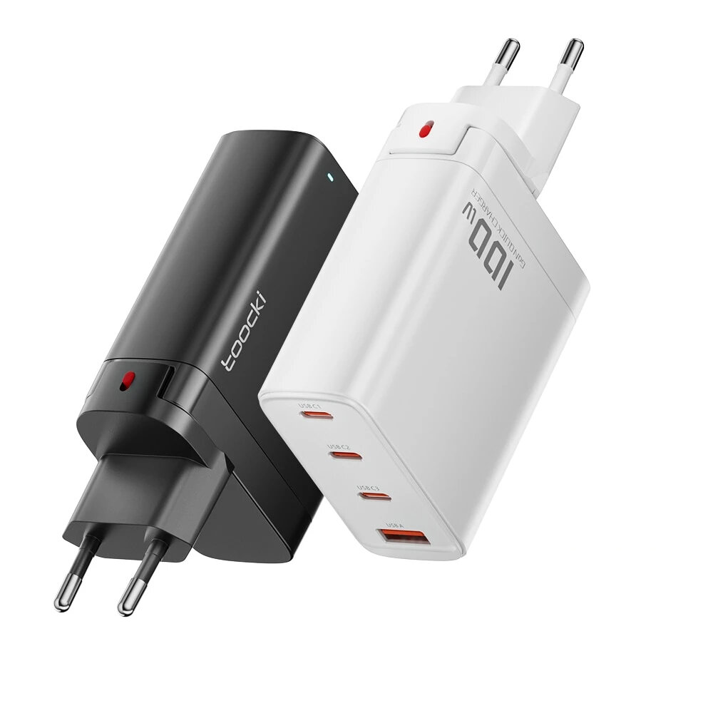 

[GaN Tech] Toocki 100 Вт 4-портовое зарядное устройство USB PD 3 Тип-C+ 1 USB-A порт PD3.0 QC3.0 AFC FCP BC1.2 Адаптер н