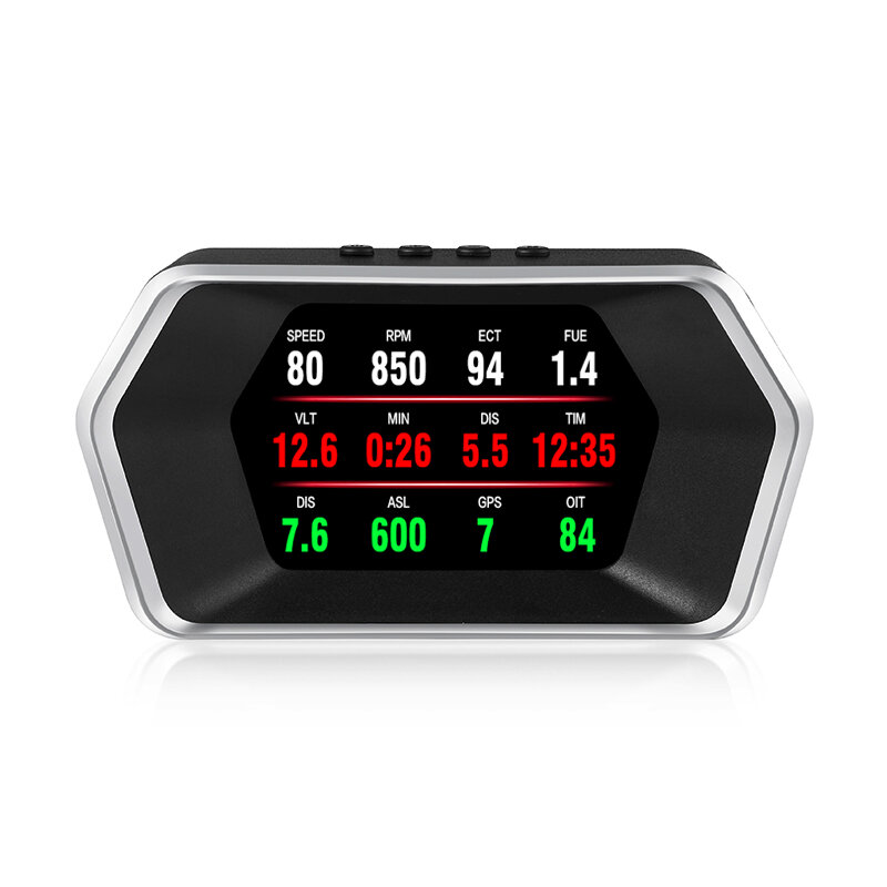 

GEYIREN P17 4.3" OBD+GPS Dual System HUD Rotating LCD Detector Overspeed Water Temperature Speed Alarm Brake Turbine Tes