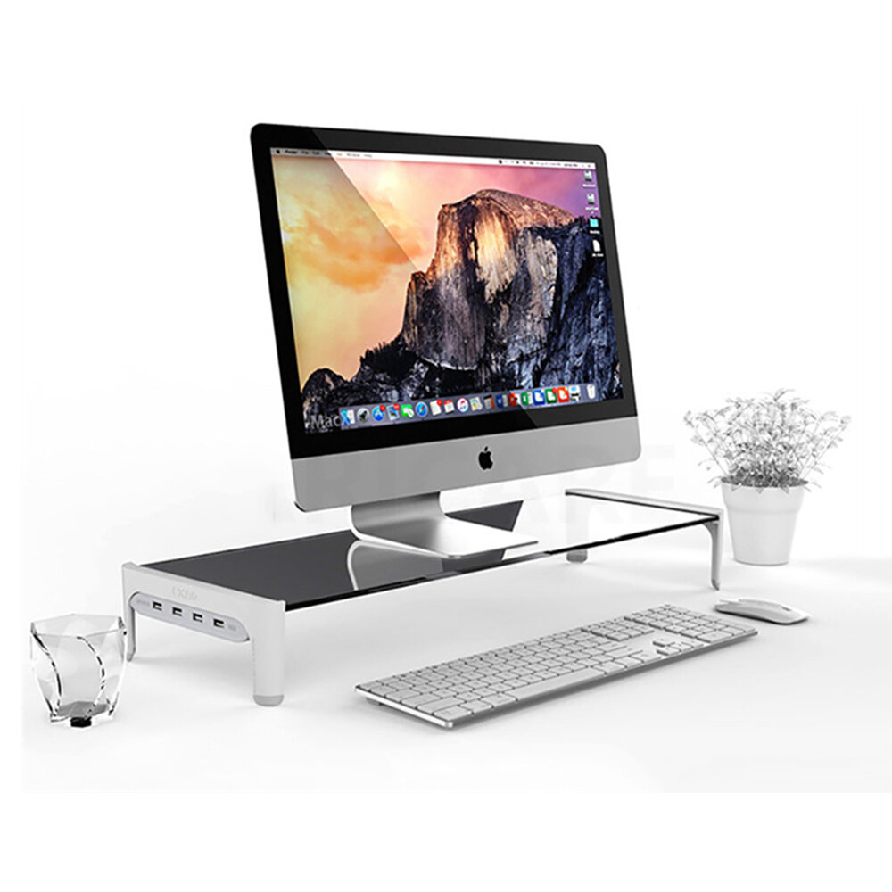 

Monitor Stand Riser Laptop Stand Computer Desktop Storage with 3 Ports USB 2.0 and 1 Fast Charging Port