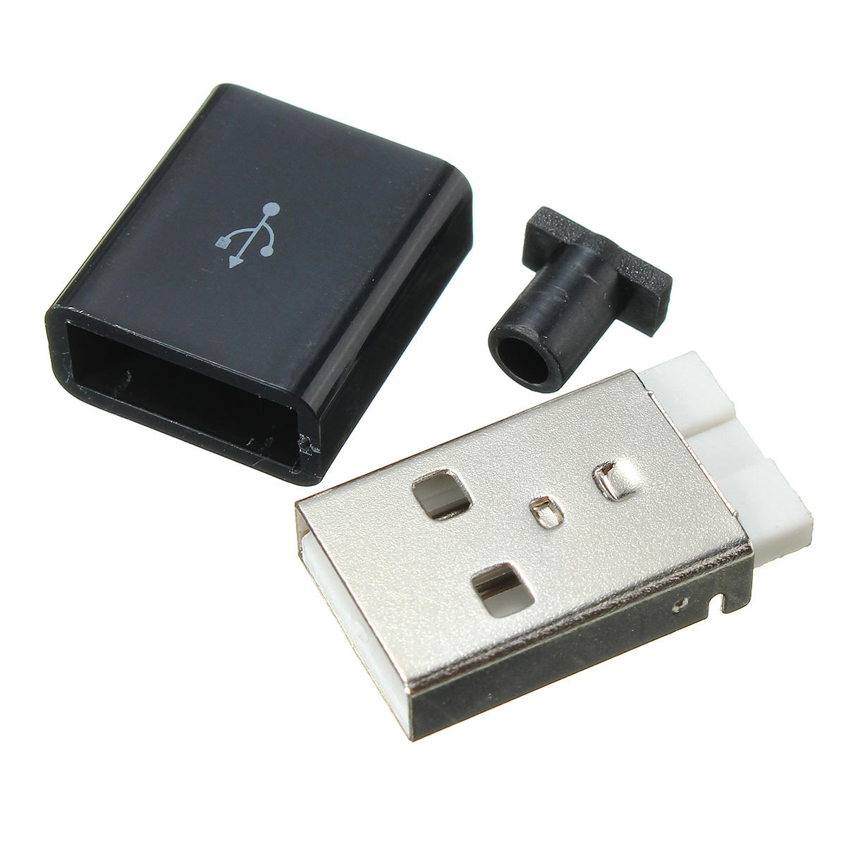 

1Pcs USB 2.0 Тип Штекерный 4-контактный мужской адаптер Припой Коннектор & Black Cover Square