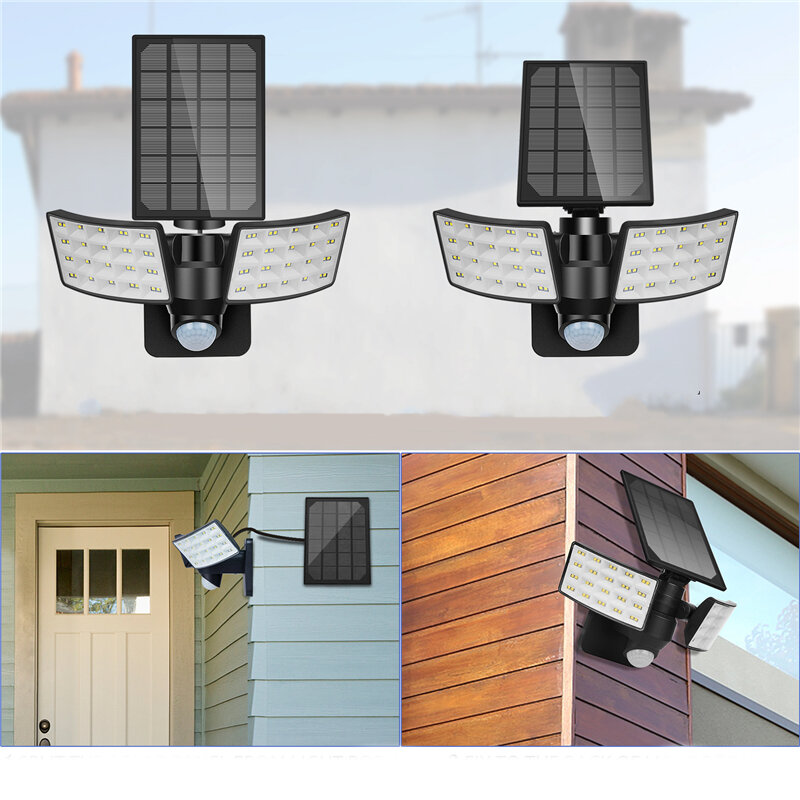 

3 режима Двойные головки LED Солнечная Свет На открытом воздухе Движение Датчик Поворотный Водонепроницаемы Стена Лампа