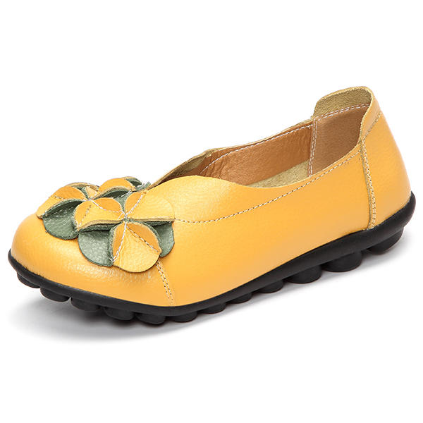 

Размер США 5-13 Женское Цветочные туфли на плоской подошве вскользь На открытом воздухе Кожаная обувь на круглых лоферах