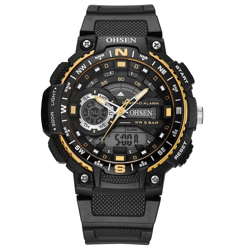 

OHSEN AD1705 Цифровые часы Dual Дисплей Многофункциональные LED Спорт Плавание Мужчины Часы