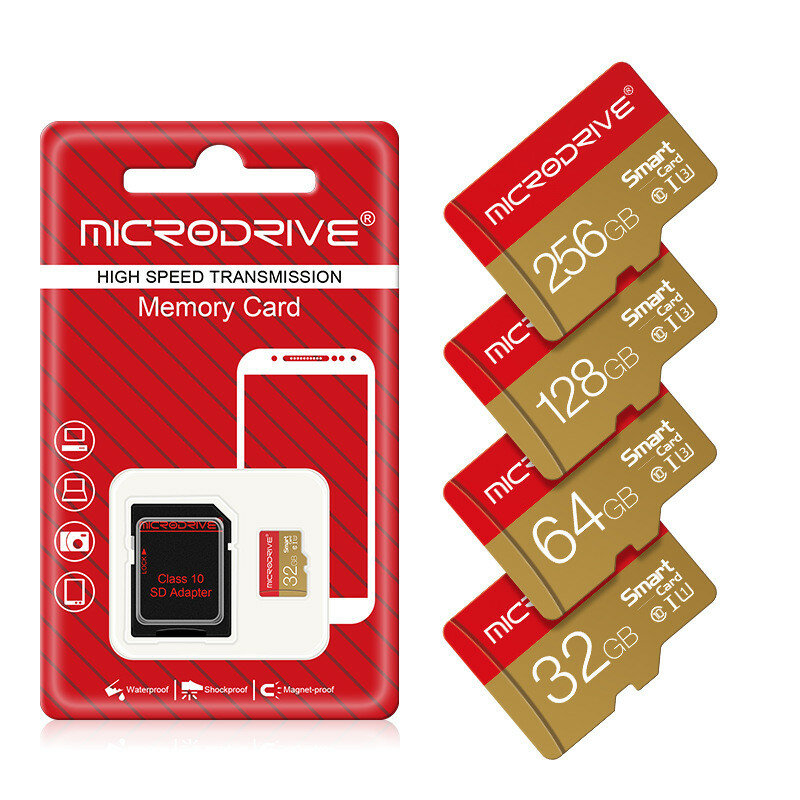 

Microdrive CLASS10 Высокоскоростная карта памяти TF 32GB 64GB 128GB 256GB Micro SD Card Flash Смарт-карта для вождения т