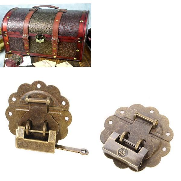 

Jewelry Boxes Decorated Lock Ancient Antique Lock Horizontal Open PadlockBuckle with Lace