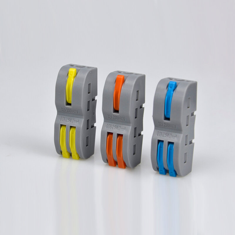

FD-12 Orange/Yellow/Blue Wire Connector 1 In 2 Out Wire Splitter Terminal Block Compact Wiring Cable Connector Push-in C