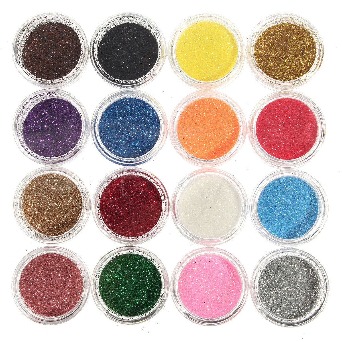 

16 цветов Тени для век С блестками Набор порошковых блесток Ногти Художественное оформление DIY Bling Party Shimmer Маки
