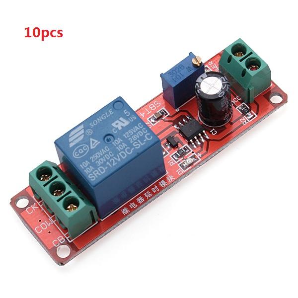 

10pcs Delay Timer Switch Adjustable 0-10sec With NE555 Electrical Input 12V 10A