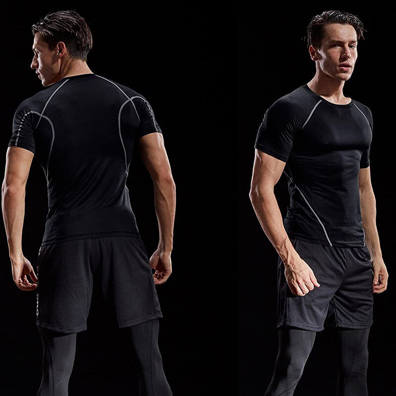 

Men's Fitness T-shirt Quick Dry Sweat Elastic Sport Shirt Men Gym Exercise Clothes for Outdoor Running Training Basketba
