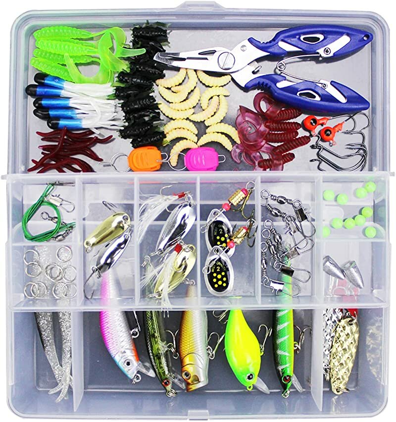 

ZANLURE 103 Pcs Fishing Lure Set Fishing Artificial Baits Kits Topwater Floating Fishing Tackle with Pliers