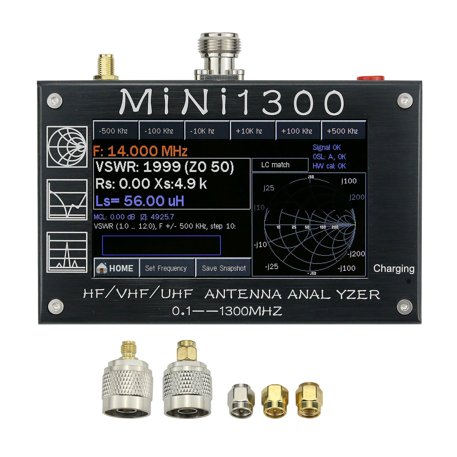 

Обновление Mini1300 4,3 дюйма TFT LCD 0,1-1300 МГц HF VHF UHF ANT SWR Антенна Внутренний анализатор Батарея Измеритель 5
