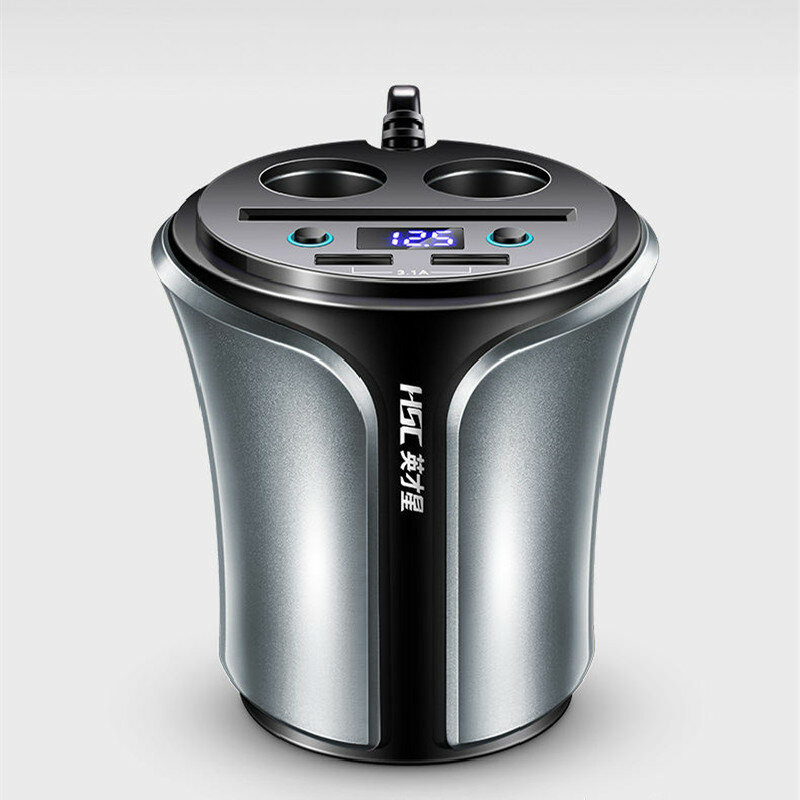 

Dual USB Ports 3.1A Big Electricity Charging Fast Charger Adapter LED Voltage Display Car Cup Shape Type Charger Multifu