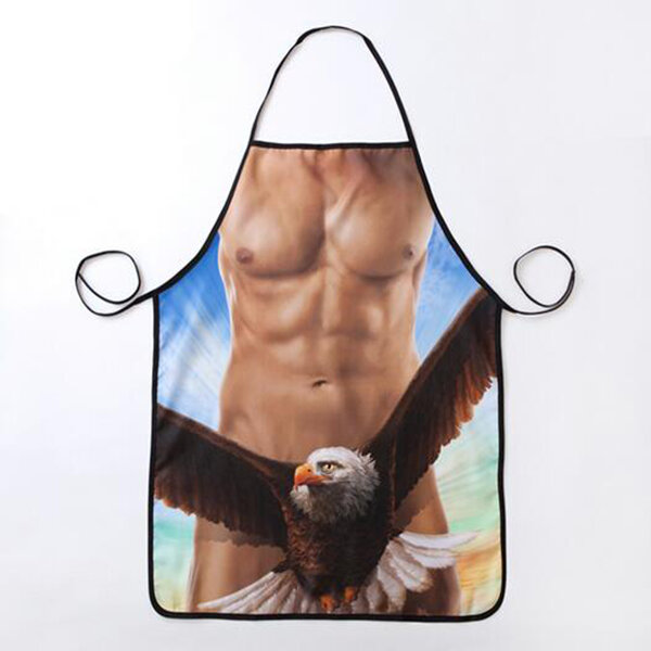 

3D Sexy Naked Male Apron Funny Party Kitchen Barbecue Muscle Man Apron For Lover Gift