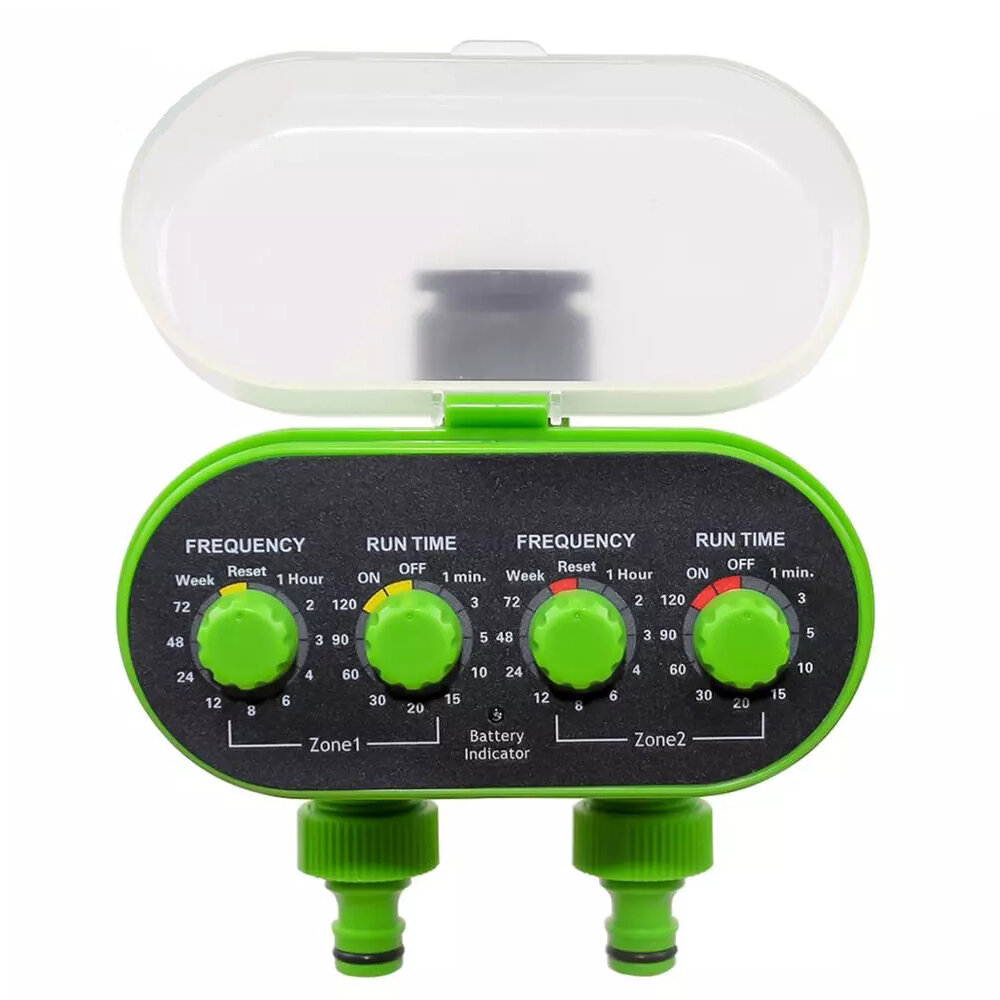 

Aqualin Automatic Ball Valve Tap Water Timer Two Outlet Electronic Water-proof Battery Operated Garden Irrigation Contro