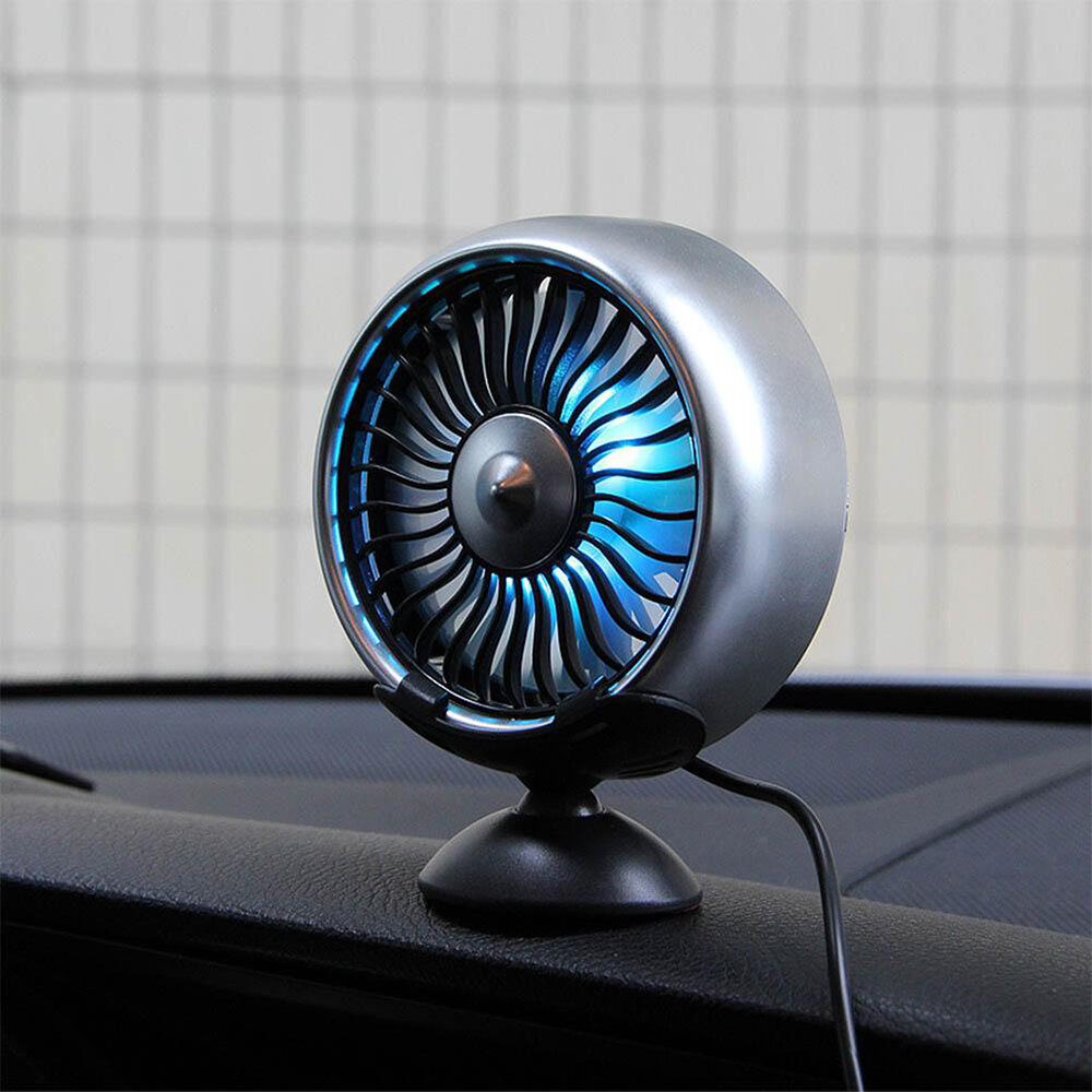 

5V USB автомобильный вентилятор 3 режима регулировки скорости воздушного охлаждения Цветная подсветка 360 ° вращение Мно