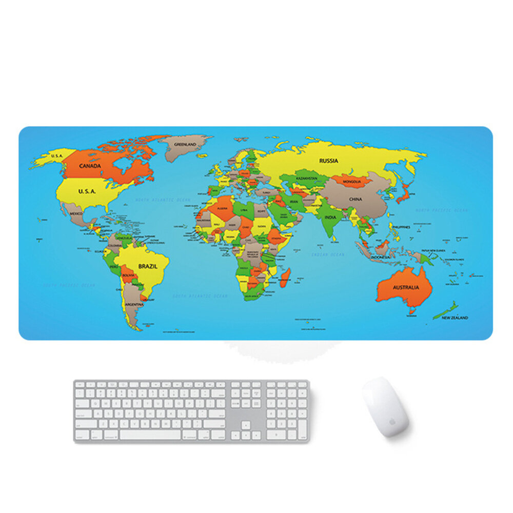 

Планшетный коврик для ноутбука с картой мира, игровая мышь, большой геймер, Клавиатура, с фиксатором края, настольный ко