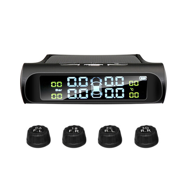

E-ACE K01 K02 TPMS Solar Power Tire Pressure Monitor System Auto Security Alarm Tyre Temperature Warning Tester with Ext