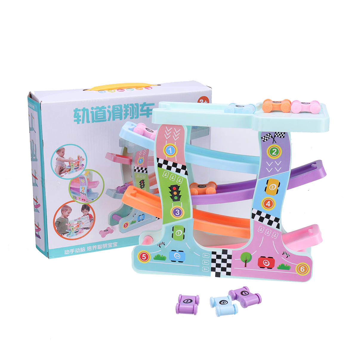 

Click Clack Racetrack Деревянные дети Авто Slider Race Track Toys Развивающая забавная игрушка