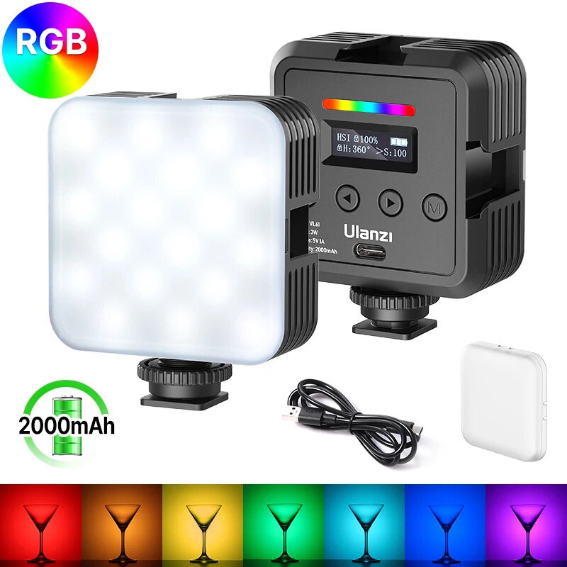 

Ulanzi VL61 Mini RGB Video Light 2500K-8500K с регулируемой яркостью камера LED Видео Лампа с Soft Диффузор для DSLR SLR