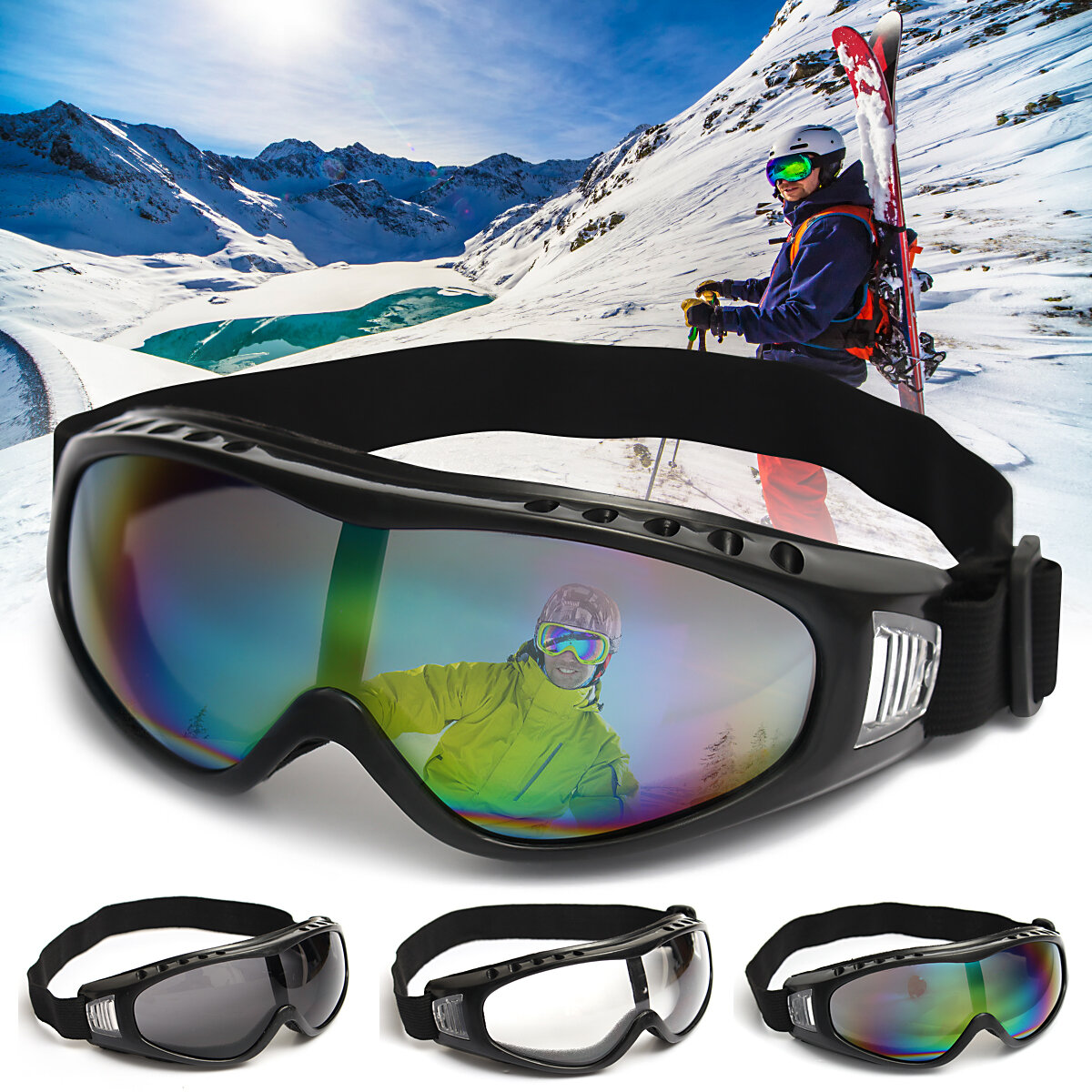 

Лыжные очки Анти-туман Пыленепроницаемые Маска Очки Сноубордические очки унисекс На открытом воздухе Катание на лыжах