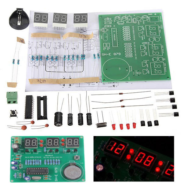 

3Pcs DIY 6 Цифровой LED Электронный Часы Набор 9V-12V AT89C2051