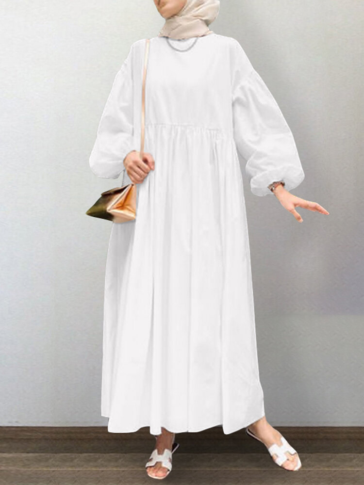 

Женское однотонное круглое платье-кафтан Шея с объемными рукавами Халат Макси-платья