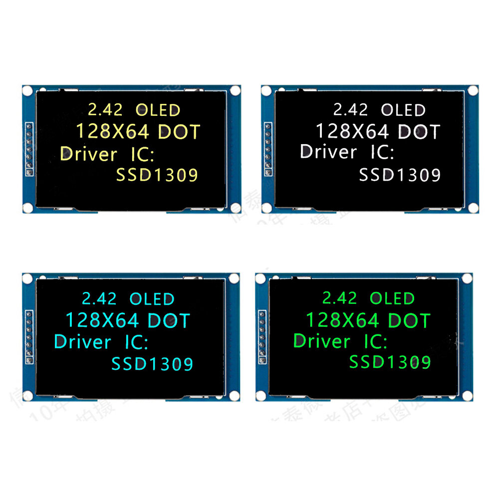 

2,42-дюймовый 7-контактный OLED-экран Дисплей LCD Разрешение модуля экрана 128*64 Интерфейс SPI/IIC SSD1309 Драйвер