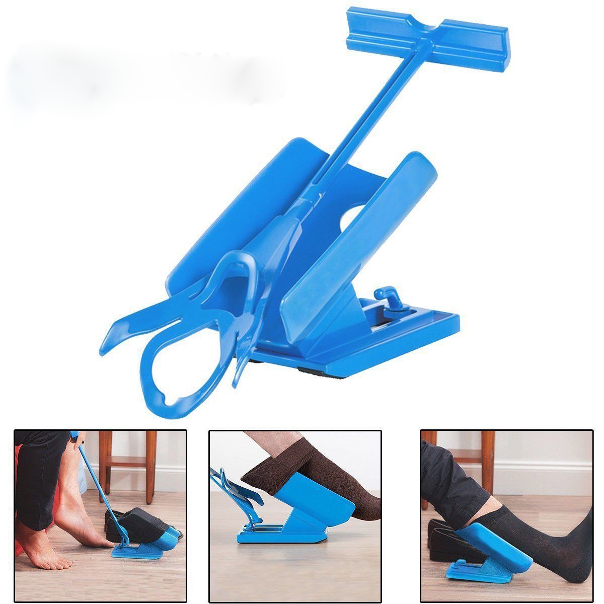 

1pc Sock Slide Aid Blue Helper Kit Helps Put Socks On Off No Bending Shoe Horn Suitable For Socks Foot Brace Support