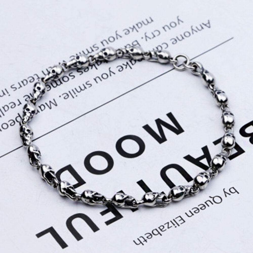 

SHENLIN браслет из стерлингового серебра 925 пробы в стиле панк Череп браслет в готическом стиле ювелирные изделия со ск
