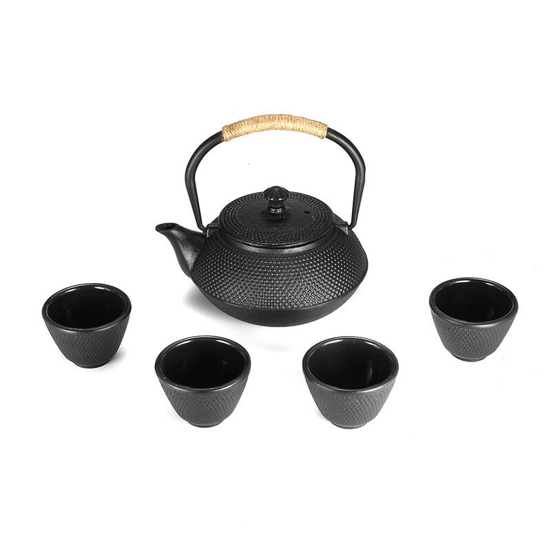 

Чайник на 600 мл в японском стиле, железный чайник с 4 чашками, чайник для домашнего офиса Набор