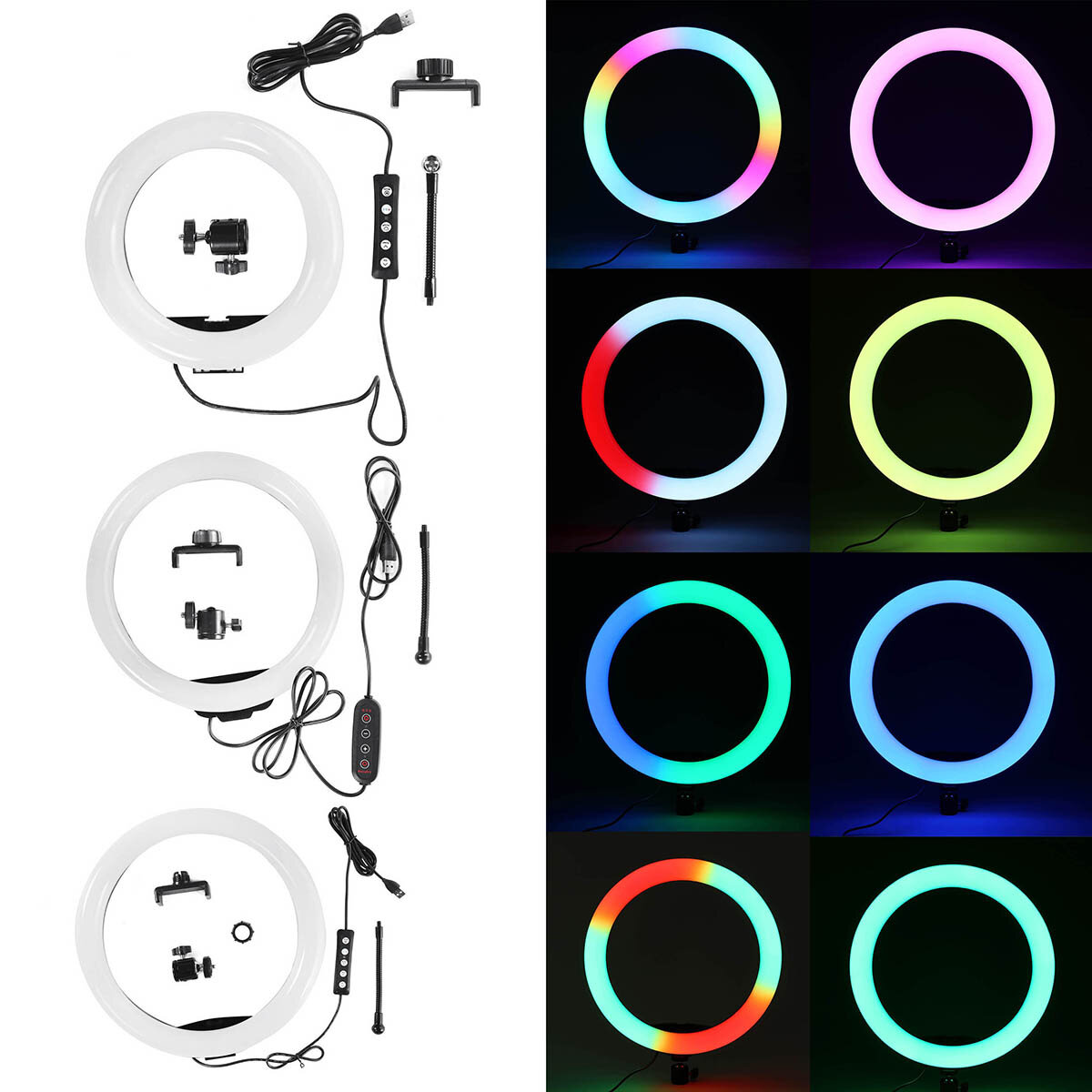 

Bakeey 10 дюймов RGB LED Selfie Ring Fill Light Dimmable Studio Ring Лампа для трансляции красоты