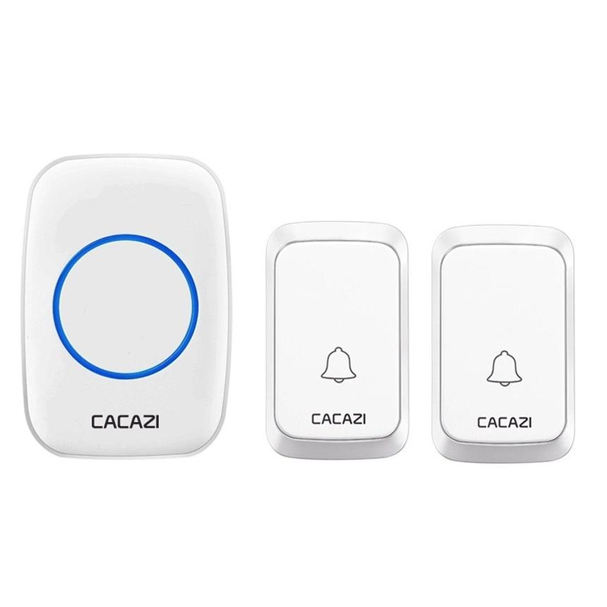 

CACAZI A60 Waterproof Wireless Music Doorbell LED Light Battery 300M Remote Home Cordless Call Bell58 Chime 2 Button 1