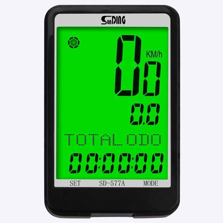 

SUNDING SD-577A Large Screen LCD Wire Bike Computer Multifunction Waterproof Eight Languages Cycle Bicycle Speedometer O