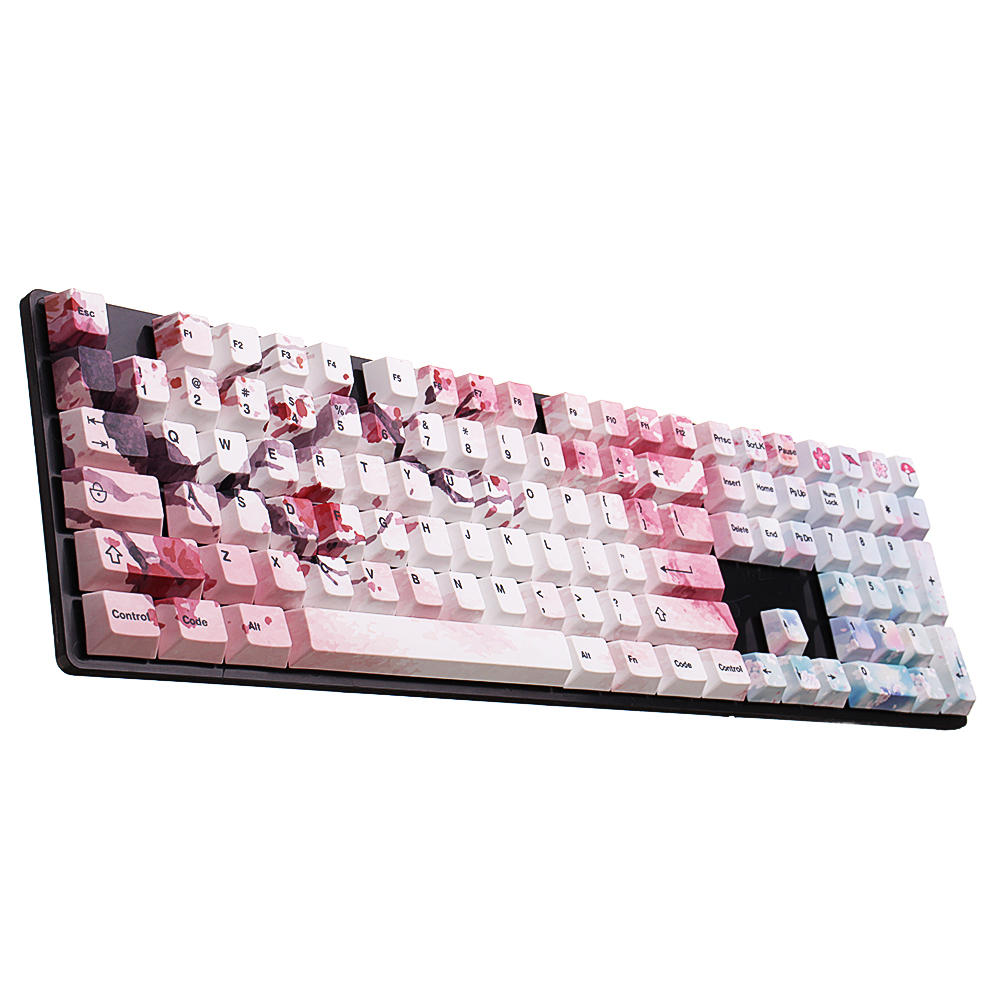 

127 ключей Cherry Blossom Keycap Set OEM Profile PBT Five-sided Sublimation Keycaps for Механический Клавиатура