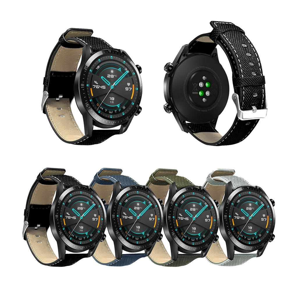 

Смарт-часы Bakeey, 22 мм, холст + кожа, Стандарты, замена для Huawei, часы GT 2/Amazfit 2/2S