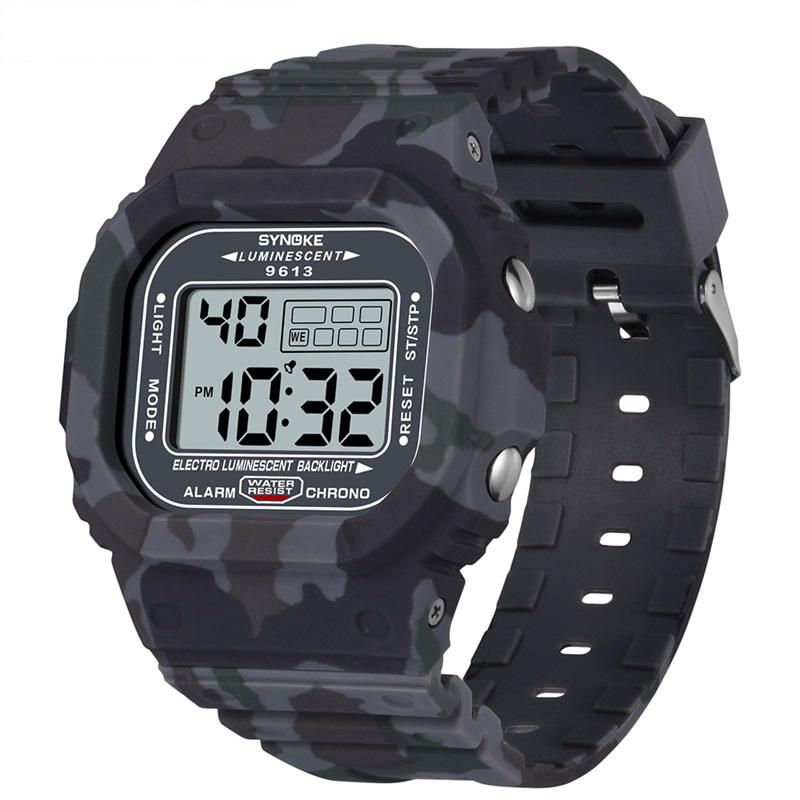 

SYNOKE 9613 На открытом воздухе Спортивные мужские часы 3ATM Водонепроницаемы светящиеся Дисплей цифровые часы