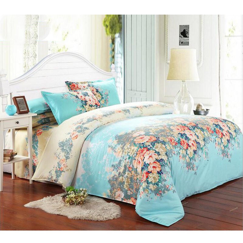 

4 шт синий одноместный двуспальная кровать размера "queen-size" постельное белье наволочка одеяло пододеяльник постельно