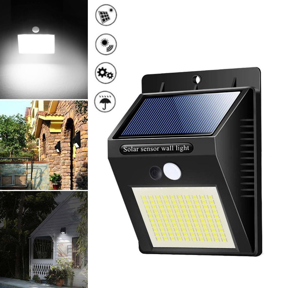 

100 LED Солнечная Свет PIR Motion Датчик Безопасность На открытом воздухе Сад Стена Лампа 3 режима освещения