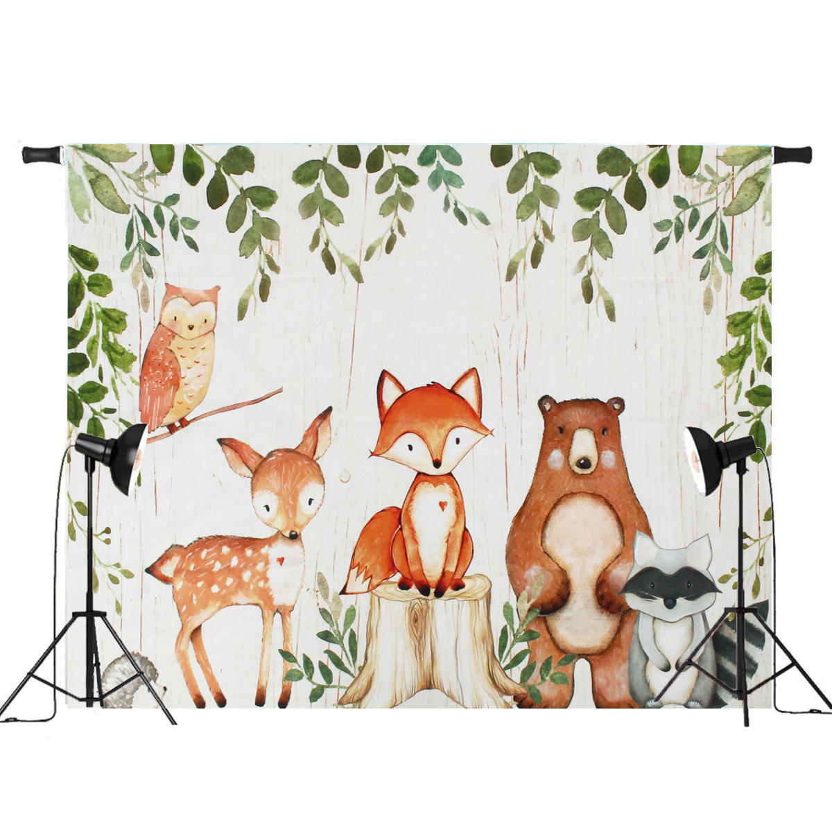 

Детский фон для фотосъемки с лесными животными, фон для дня рождения, опора, виниловые украшения
