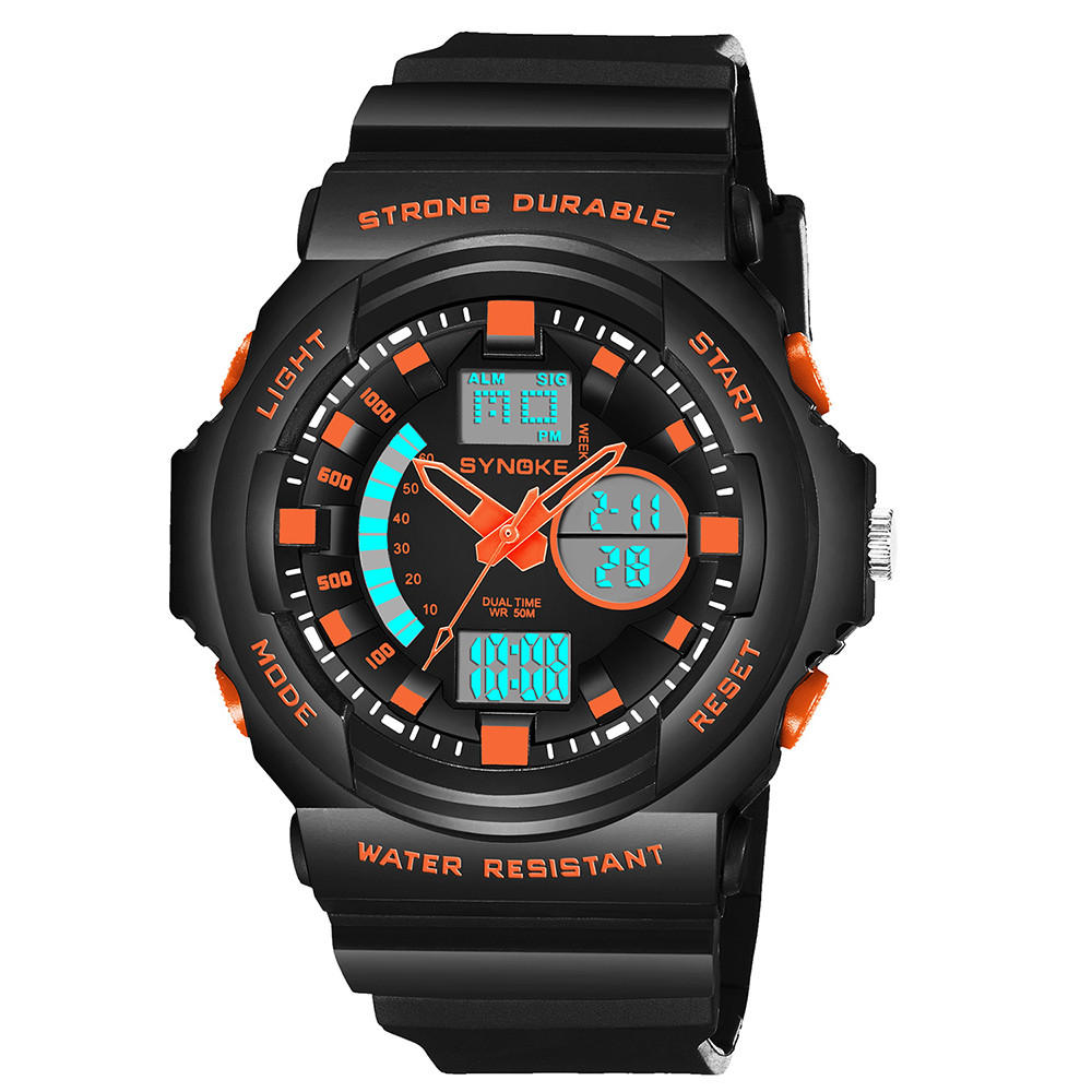 

SYNOKE 66866 Многофункциональный 50M Водонепроницаемы Двойного действия Спортивные цифровые часы Мужские часы