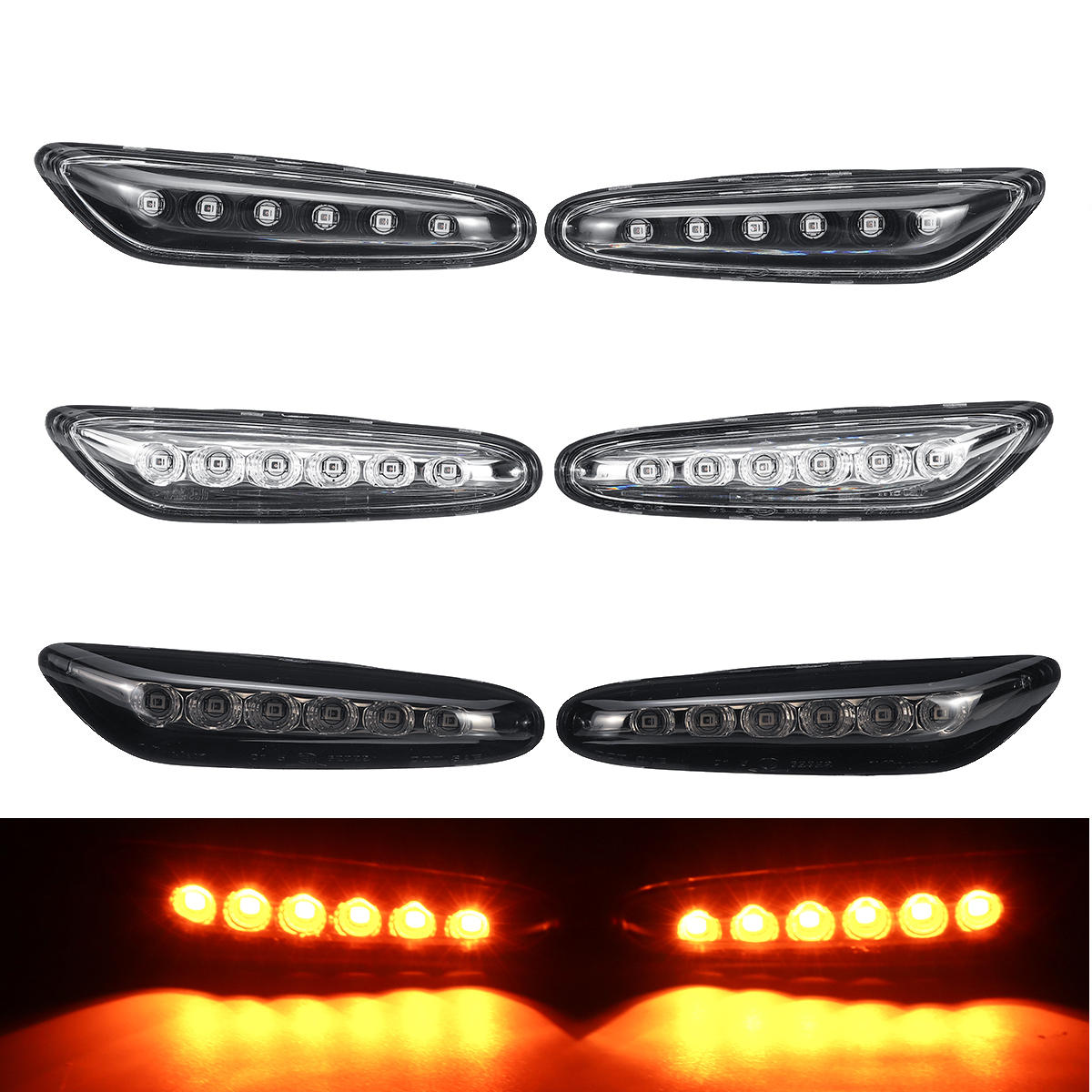 

Светодиодные боковые габаритные фонари Повторители Лампы Желтые пары для BMW E46 E60 E81 E83 E87 E90 E91