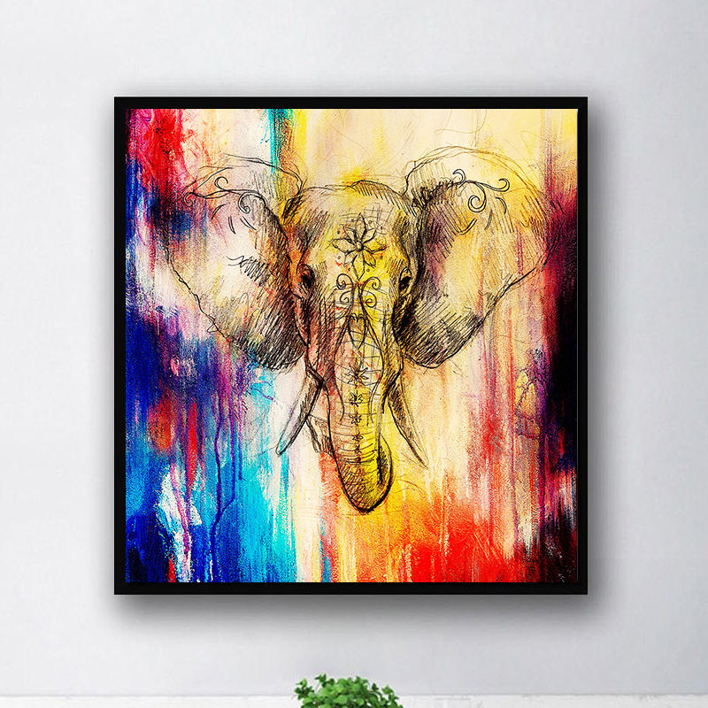 

Miico Hand Painted Oil Paintings Elephant Head Paintings Wall Art For Home Decoration