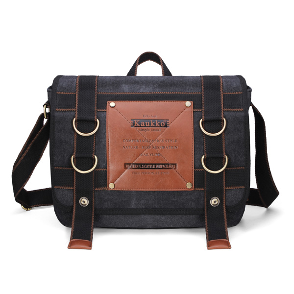 KAUKKO Mens Retro Canvas Travel Shoulder Bag School Messenger Bags—1