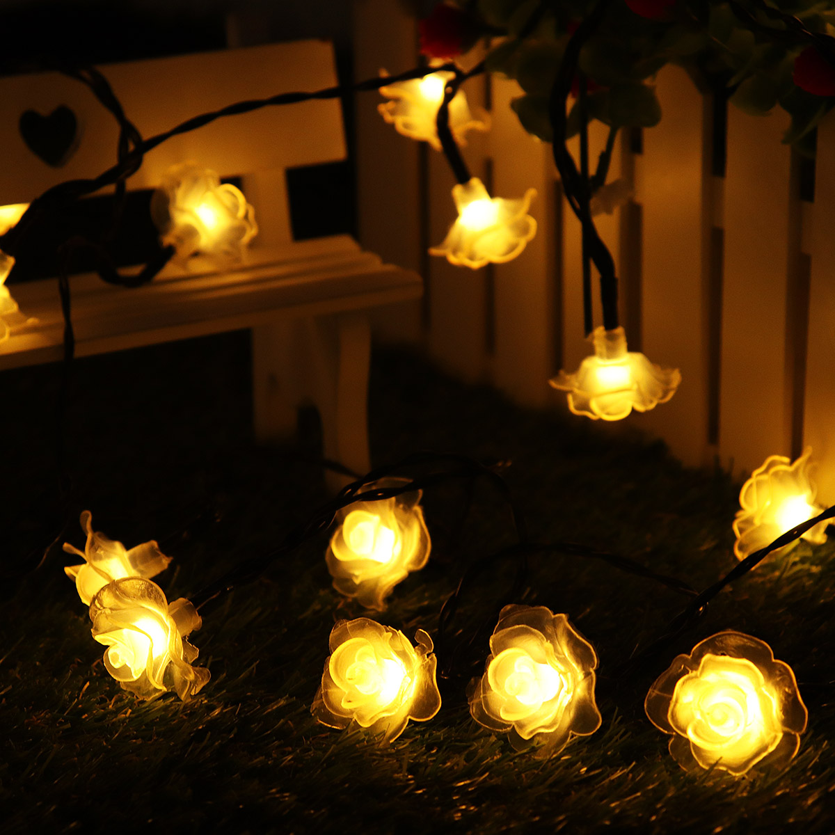 Find 20LED 5M Rose Flower Pattern Solar LED String Lights Waterproof Outdoor Indoor Garden Decor for Sale on Gipsybee.com with cryptocurrencies