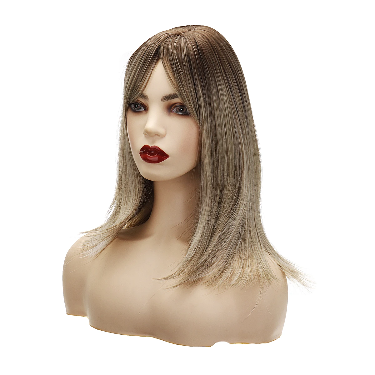 Find 16 inch Brown Roots Ombre Ash Blonde Synthetic Hair Wigs for Women Short BoB Layered Wig for Sale on Gipsybee.com