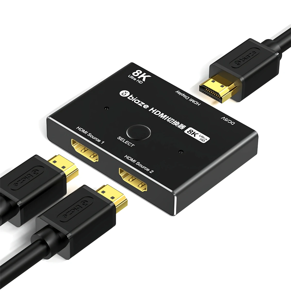 Find BIAZE ZH128 HDMI compatible Switcher 2 In 1 Out HDMI compatible 2 1 8K/60Hz 4K/120Hz 8K 3D HD 1080P Video Splitter for Sale on Gipsybee.com