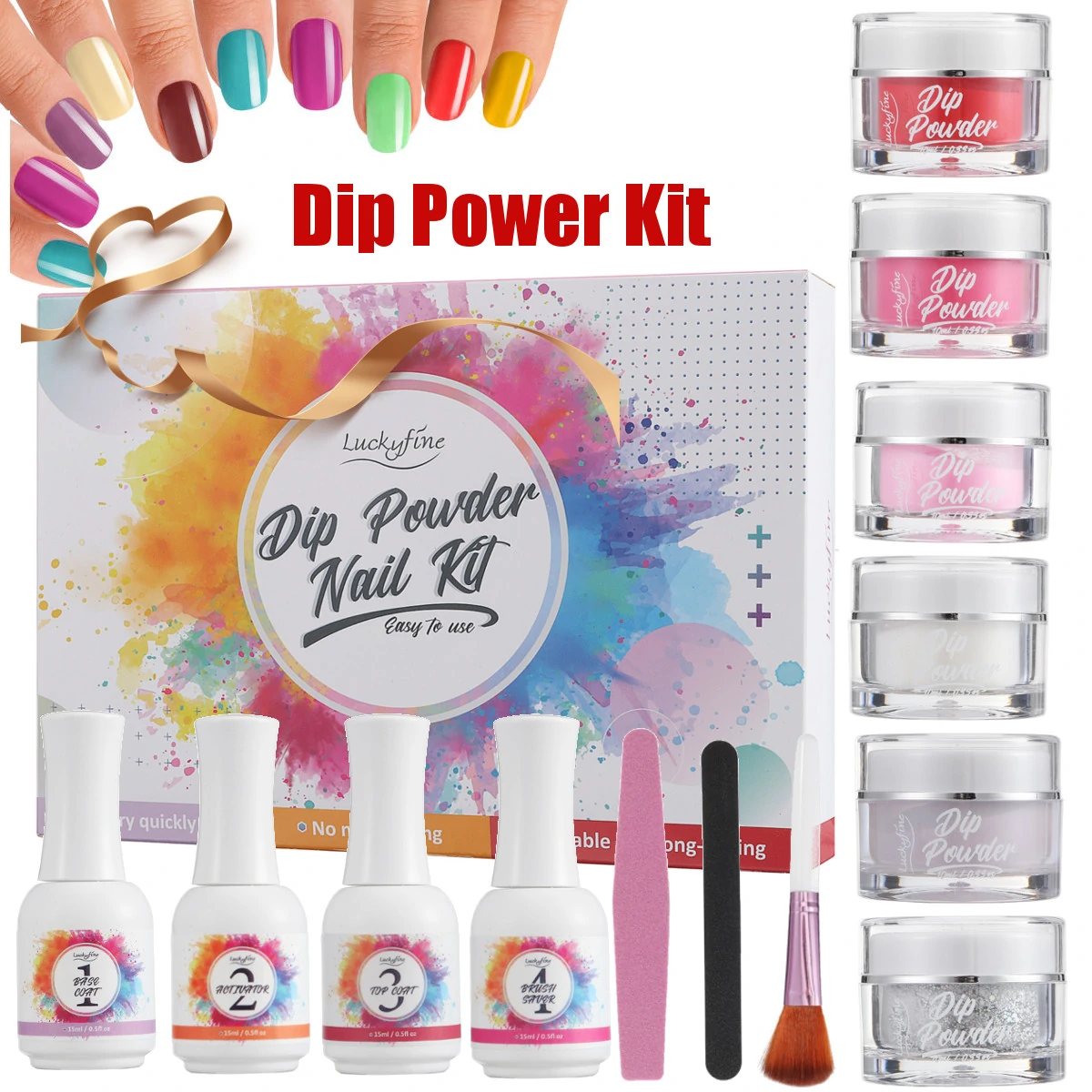Find Dipping Powder Kit Luckyfine Acrylic Powder Set Professional Nail Dipping Powder Starter Kit 6 Colours No Nail Lamp Needed Gifts for Women for Sale on Gipsybee.com