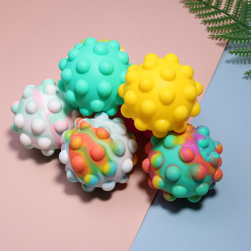Stress Relief Pops 3D Silicone Decompression Vent Rainbow Push Bubble Ball Fidget Toy 10